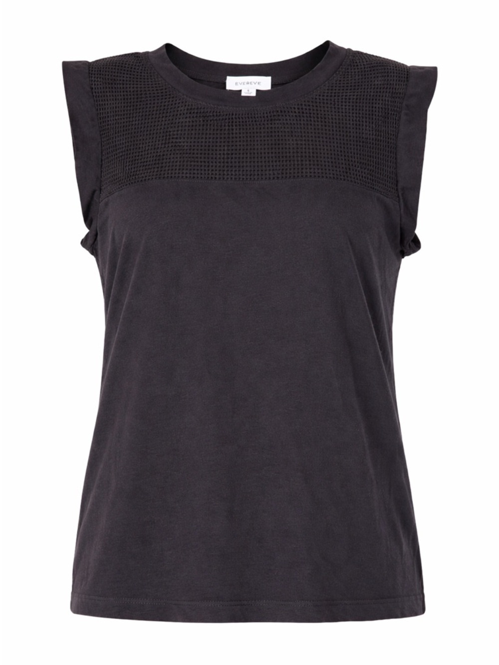 Evereve Casual Cotton Crochet Panel tank Top  - charcoal- small